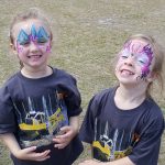 Two little girls with face paint