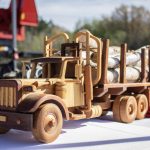 Small logging truck toy made from wood 3