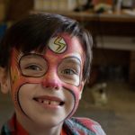 Closeup of boy with face paint