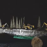 The 2019 SWPA Pioneer Award centerpiece as shown at night.